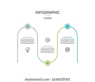Infographic line curve with 3 option. Business Presentation, Vector Illustration.