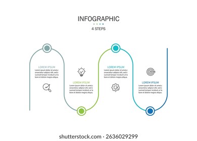 Infographic line curve with 4 option. Business Presentation, Vector Illustration.