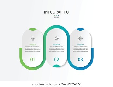 Infographic line curve. Timeline 3 Key Points. Business Presentation , Report, Marketing, Timeline and Planning. Vector Illustration.