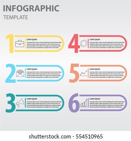 Infographic line design template with numbers six option