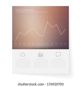 Infographic Line Graph Template on Blurred Background - Vector Illustration
