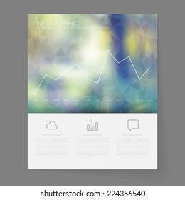 Infographic Line Graph Template on Blurred Background - Vector Illustration