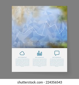 Infographic Line Graph Template on Blurred Background - Vector Illustration