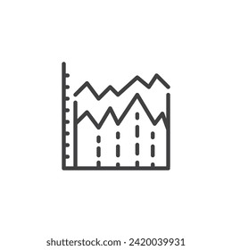 Icono de línea infográfica. signo de estilo lineal para concepto móvil y diseño web. Icono del vector de contorno del diagrama de histogramas. Símbolo, ilustración del logotipo. Gráficos vectoriales