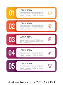 Infographic list diagram with 5 options. Infographic element template. Vector illustration.