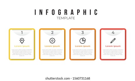 Infographic list template with 4 column points and icons use for describing or showing workflow, task, timeline, process, information on slide presentation, poster, brochure, banner, etc.