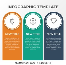 infographic list template element with 3 points and icons, use for describing or showing workflow, task, timeline, process, information on slide presentation, poster, brochure, banner, etc.