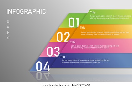 infographic list template element with 4 points and icons. use for describing or showing workflow, task, timeline, process, information on slide presentation, poster, brochure, banner, etc.