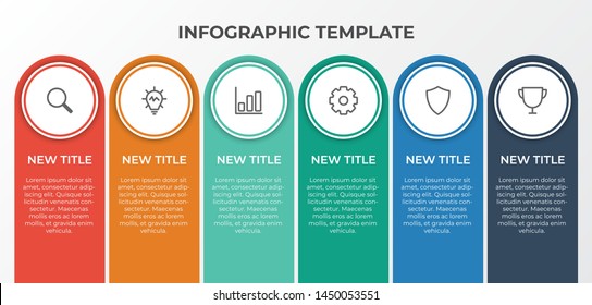 Infographic List Template Element With 6 Points And Icons, Use For Describing Or Showing Workflow, Task, Timeline, Process, Information On Slide Presentation, Poster, Brochure, Banner, Etc.