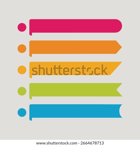 Infographic List Vector Template. Modern Flat Style Banners. Colorful Bullet Points for Steps and Options
