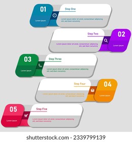 Infographic lower third element, 5 steps infographic