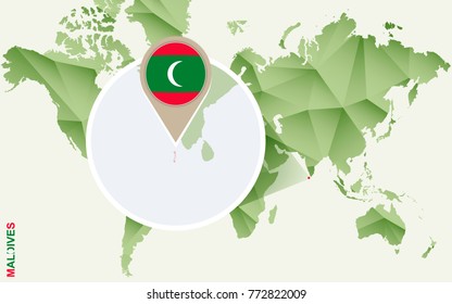 Infographic for Maldives, detailed map of Maldives with flag. Vector Info graphic green map.