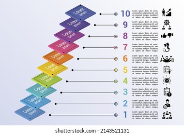 Infographic Management template. Icons in different colors. Include Lead Management, Criticism, Specialist, Interaction and others.