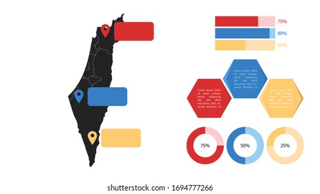 Infographic Map of Israel illustration vector, Presentation, business and website