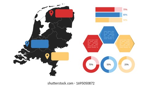 Infographic Map Netherlands Illustration Vector Presentation Stock ...