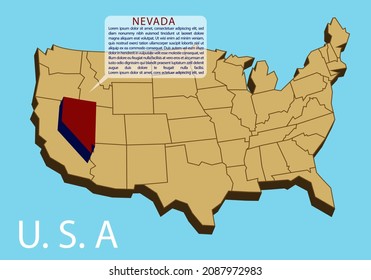 The infographic map of Nevada, United stataes of America