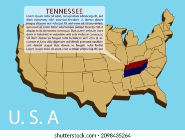 The infographic map temlate of Tennessee, United Stataes of America