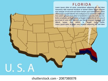 The Infographic map tempalte of Florida ,United States of America
