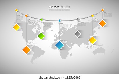 infographic map template with colorful squares