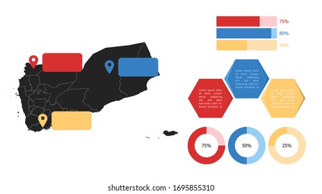 Infographic Map of Yemen illustration vector, Presentation, business and website