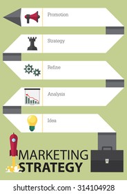 Infographic of marketing strategy plan in flat design. Vector  Illustration