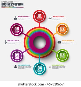 Infographic marketing vector design template. Can be used for workflow layout, data visualization, business concept with 6 options, parts, steps or processes, banner, diagram, chart, web design.