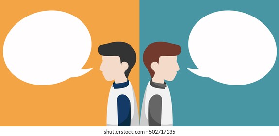 Infographic. men with speech bubbles.
