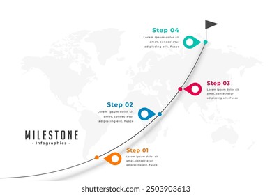 infographic milestone route map template with colorful location pointer vector