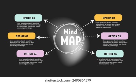 Infographic Mind map template for business. Steps Modern Mind map diagram, Milestone presentation vector infographic. Business data visualization. Process chart. Abstract elements of graph, diagram.