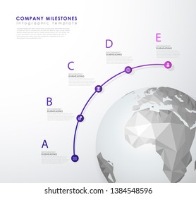 Infographic mind map vector template with polygonal world map and place for your comments.