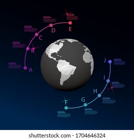 Infographic mind map vector template with polygonal world map and place for your comments.