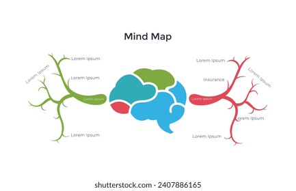 Infographic Mindmap template for business. 8 Steps Modern Mind map diagram, Milestone presentation vector infographic.