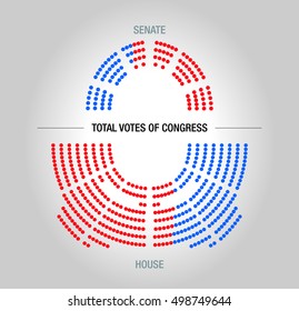 Infographic model of USA congressional votes. Editable Sample.
