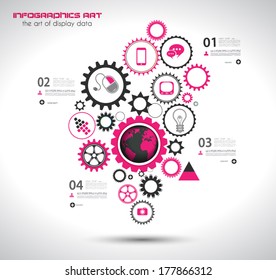 Infographic moder gear based template for your statistica data display backgrounds