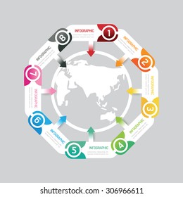 infographic modern banner button with world map icon design options. Vector illustration. can be used for  workflow layout, banner, abstract, colour, graphic or website layout vector