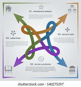 Infographic modern business 4-way arrows template. Vector illustration. For work-flow layout, diagram, options, business step , banner and web design