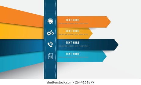 An infographic modern combination with colorful arrow banners and communication icons, creative business concept with vibrant design