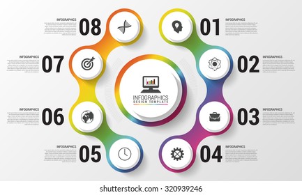 Infographic. Modern design template. Colorful circle with icons. Vector illustration