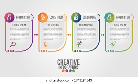 Infographic modern timeline design vector template for business with 4 steps or options illustrate a strategy. Can be used for workflow layout, diagram, annual report, web design, team work.