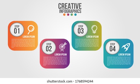 Infographic modern timeline design vector template for business with 4 steps or options illustrate a strategy. Can be used for workflow layout, diagram, annual report, web design, team work.