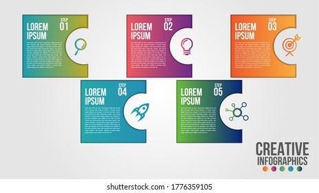 Infographic modern timeline design vector template for business with 5 steps or options illustrate a strategy. Can be used for workflow layout, diagram, annual report, web design, team work.