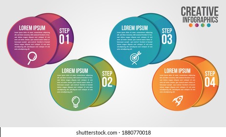 Infographic modern timeline design vector template for business with 4 steps or options, strategy illustration. Can be used for workflow layout, diagram, annual report, web design, team work.