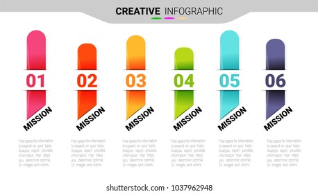 Infographic my maps design template with numbers six option can be used for workflow layout, diagram, number step up options.