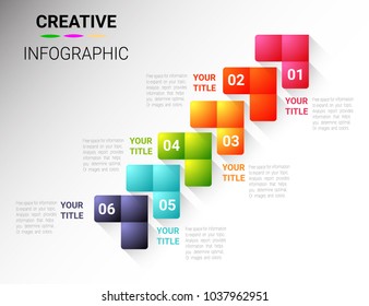 Infographic my maps design template with numbers six option can be used for workflow layout, diagram, number step up options.