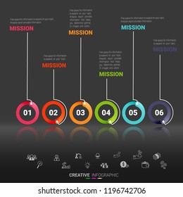 Infographic my maps design template with numbers six option.