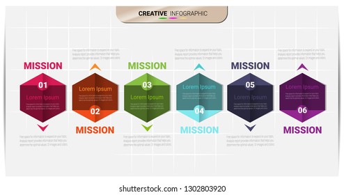 Infographic my maps design template with numbers six option can be used for workflow layout, diagram, number step up options.