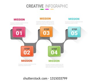 Infographic my maps design template with numbers 5 option can be used for workflow layout, diagram, number step up options.