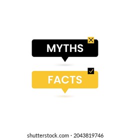 The infographic with myths or facts for concept design. Check mark icons. Vector flat illustration