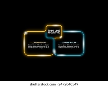 Infographic neon frame, Vector electric frame, Space for text with 2 options.