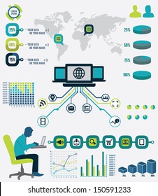 Infographic of network analytics - vector illustration